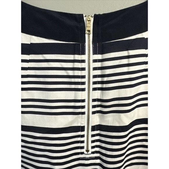 J.Crew Silk Twill Black Beige and Black Stripe Dress W/ Front Pockets, size 8 - Picture 9 of 15